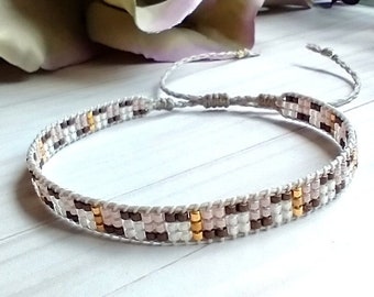 Miyuki Bracelet, 24k Gold Plated Bead Loom Bracelet, Colorful Armband, Boho Accessory, Elegant Arm Candy, Slim Bracelet, Gift Idea for her.
