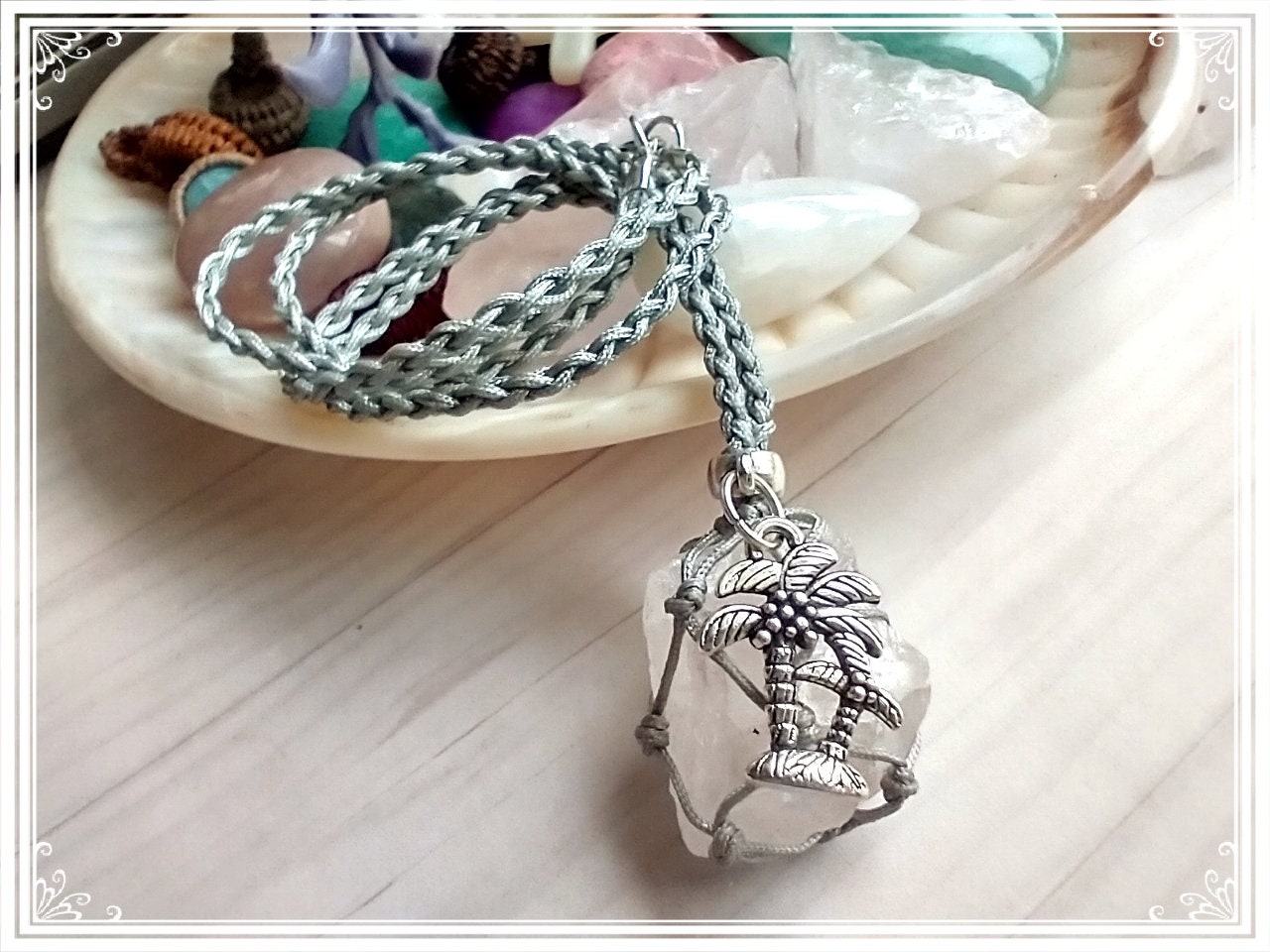 Interchangeable Crystal Pouch Handmade Necklace Cage Necklace Macrame  Eco-friendly Matt Cotton Adjustable Without Stones CLEARANCE SALE 