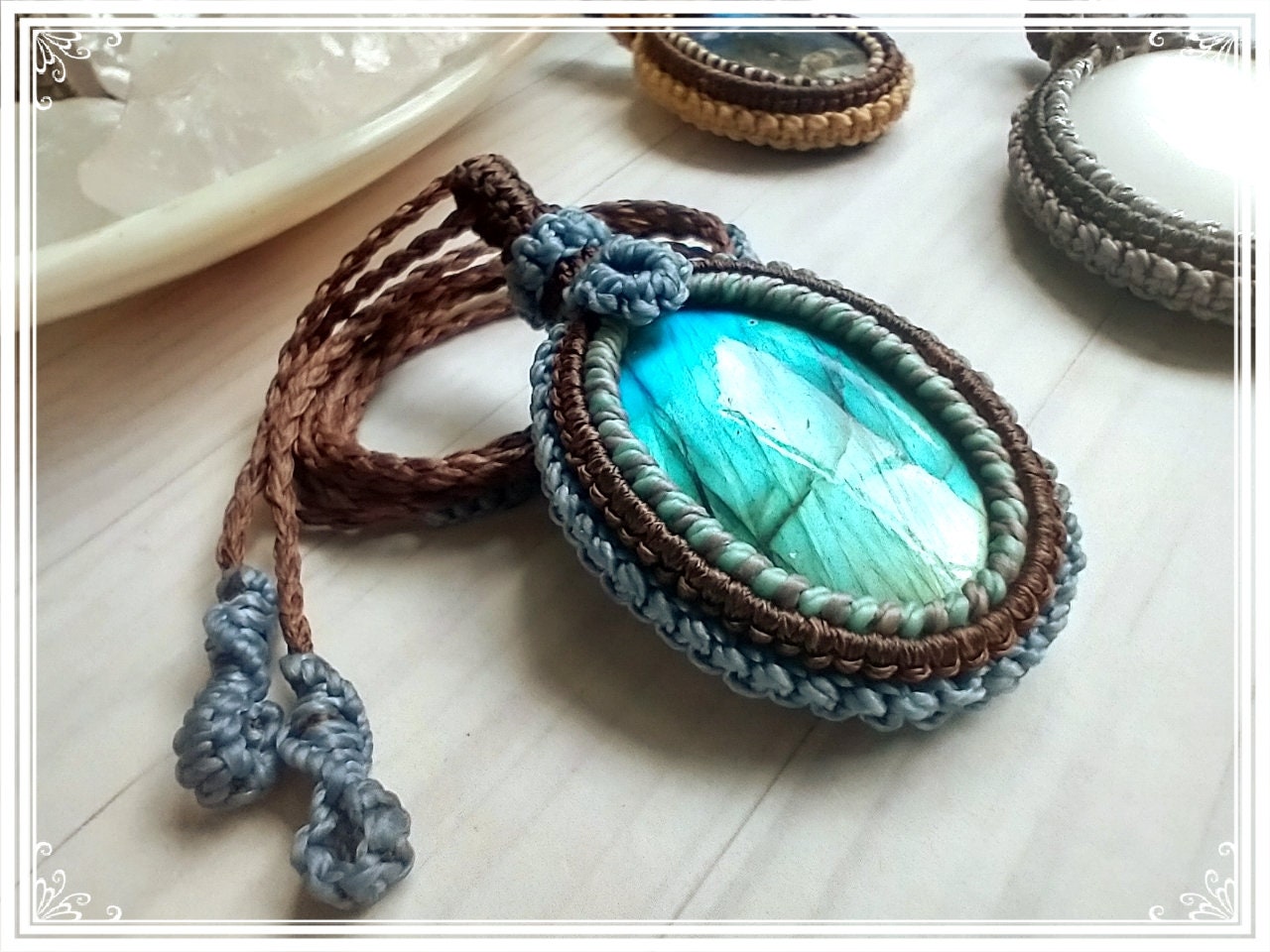 Macrame Crystal Holder Necklace-empty Stone Basket-handmade Crystal Pouch  Cage Necklace Interchangeable Without Stone Stone Holder-gift 
