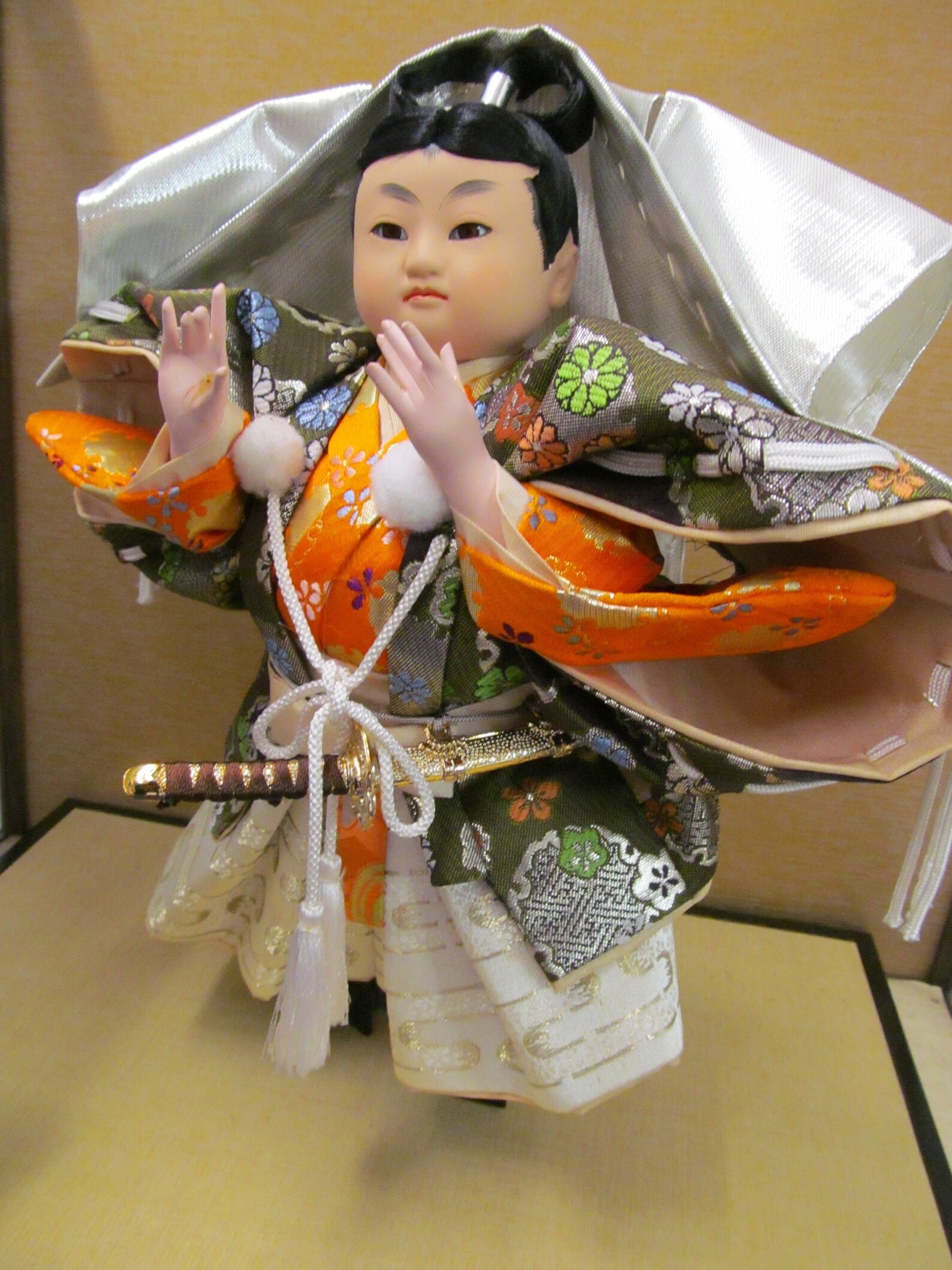 Vintage Japanese Hakata Doll in Glass Display Case Warrior Etsy