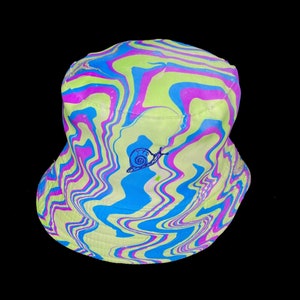 Purple Blue Green Psychedelic Marbled Bucket Hat