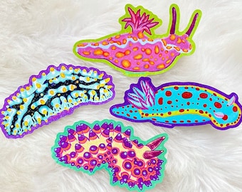 Nudibranchs Sea Slug Holographic Vinyl Sticker Pack