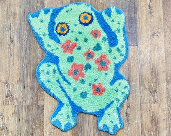 Frog in a Pond with Flowers Bathroom Decor Bath Mat 21” x 28”