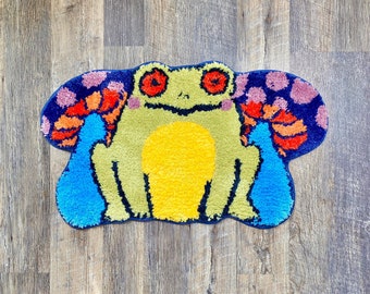 Frog with Mushrooms Nonslip Bath Mat 31” x 18”