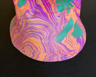 Neon Orange Floral Bucket Hat Psychedelic