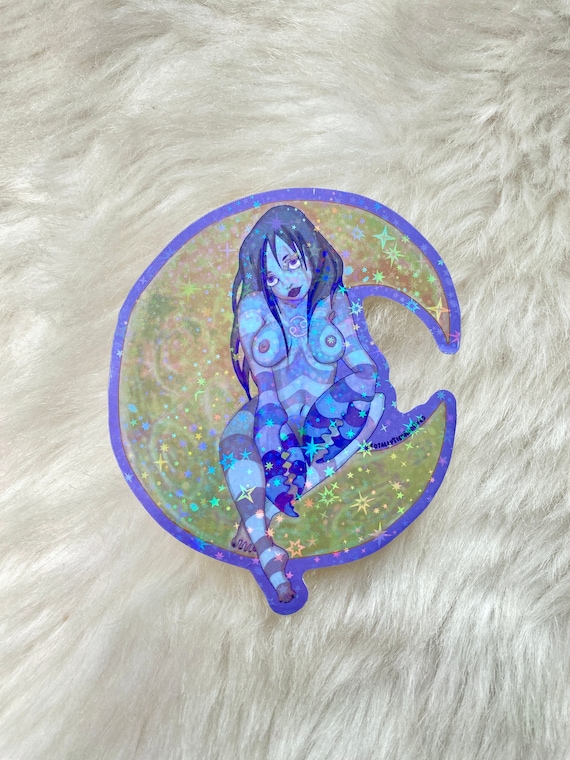 Cancer Woman Astrology Art Holographic Vinyl Sticker 3.5” x 4.5”