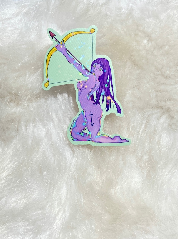 Sagittarius Women Art Holographic Stars Sticker 2.75” x 4”