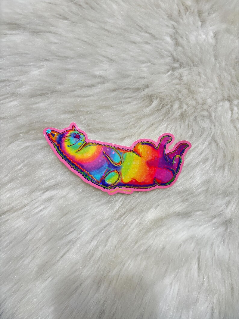 Adesivo olografico a forma di gattino molto comodo, 4,9" x 2,5" immagine 8