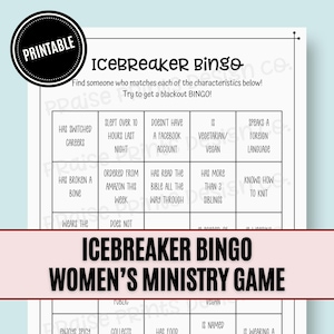 Icebreaker Bingo: Christian Women&#39;s Ministry Game, Church Fellowship (Printable PDF)