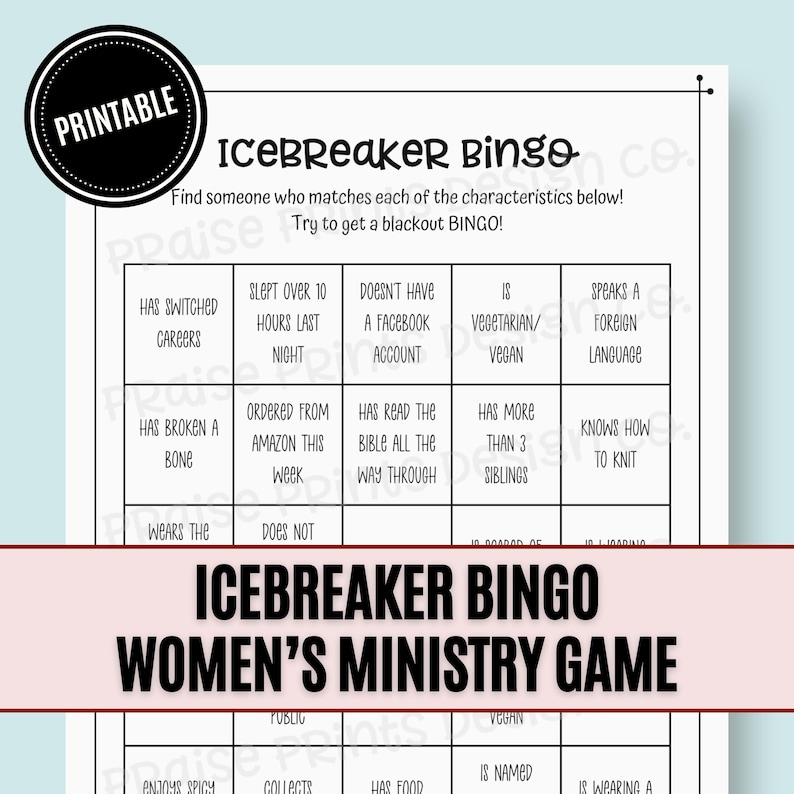 Icebreaker Bingo: Christian Women's Ministry Game, Church Fellowship ...