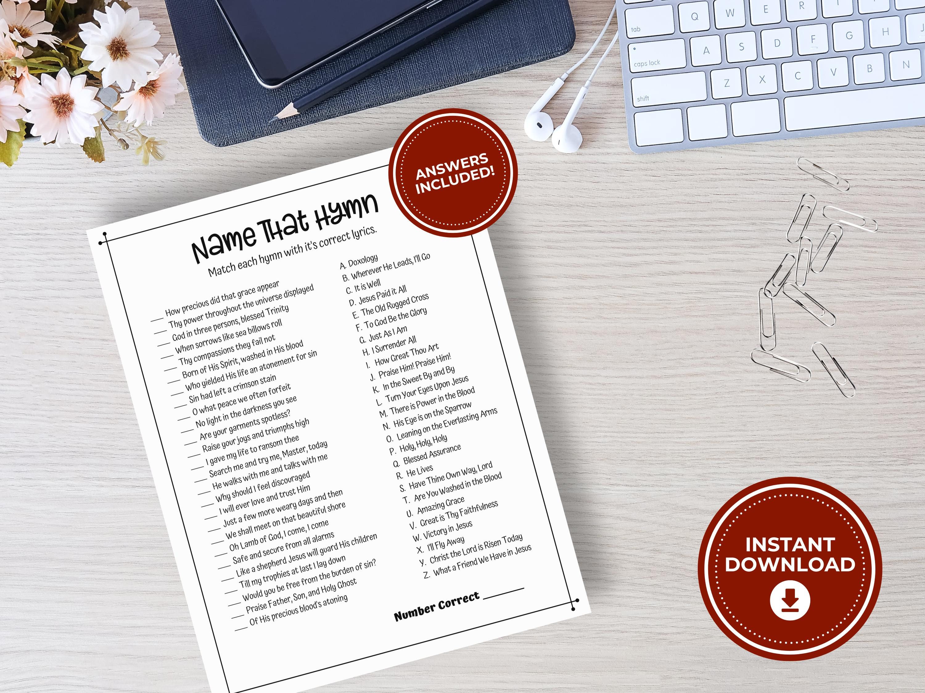 Name That Hymn Women's Ministry Game, Bible Games, Christian Printable, Women's Retreat Activity ...