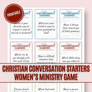 Christelijke gespreksstarters, damesbedieningsspel, kerkspellen jeugd volwassenen, christelijke afdrukbare ijsbreker, kennismakingsspel