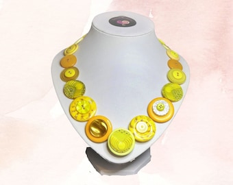 Colorful Button Statement Necklace - Handmade Upcycled Jewelry - Eco Chic necklace