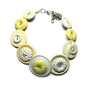 Vintage button bracelet, Buttermilk.  Button jewelry, handcrafted bracelet, vintage buttons handmade jewelry, gift for mom, birthday gift