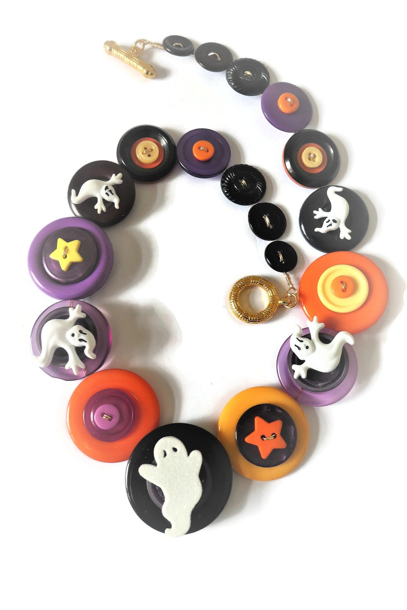 Halloween necklace Just Spooky Halloween jewelry button Etsy