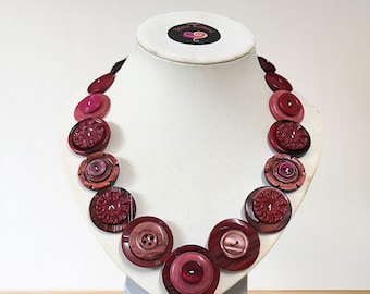 Vintage Button Statement Necklace:  Art Deco inspired Jewelry, Handmade necklace