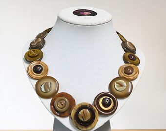 Handmade Vintage Button Necklace: Upcycled Statement Jewelry