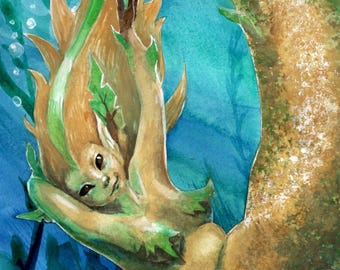 Arte de fan de Pokémon de Eeveelutions de Leafeon y las sirenas