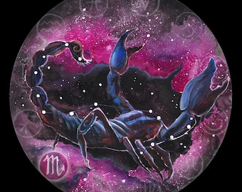 Impresión de círculo morado de la constelación zodiacal de la nebulosa de Escorpio