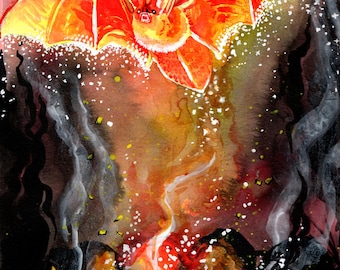 Impresión de pintura de criaturas fénix de California