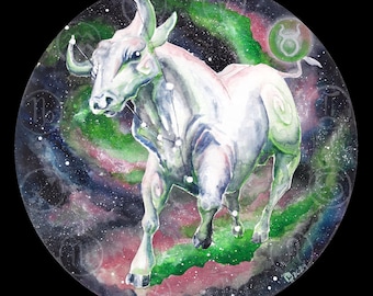 Impresión del círculo de Zeus del toro blanco de la constelación zodiacal de la nebulosa de Tauro
