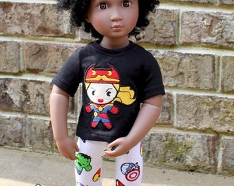 Closeout Super Hero Chibi T-shirt and legging  doll clothes for your 16" A Girl for All Time doll