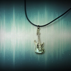 Unique Tibetian Silver Electric Guitar Necklace - Great Gift for the Music Lover