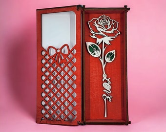 Valentines Day Wooden Rose and Box