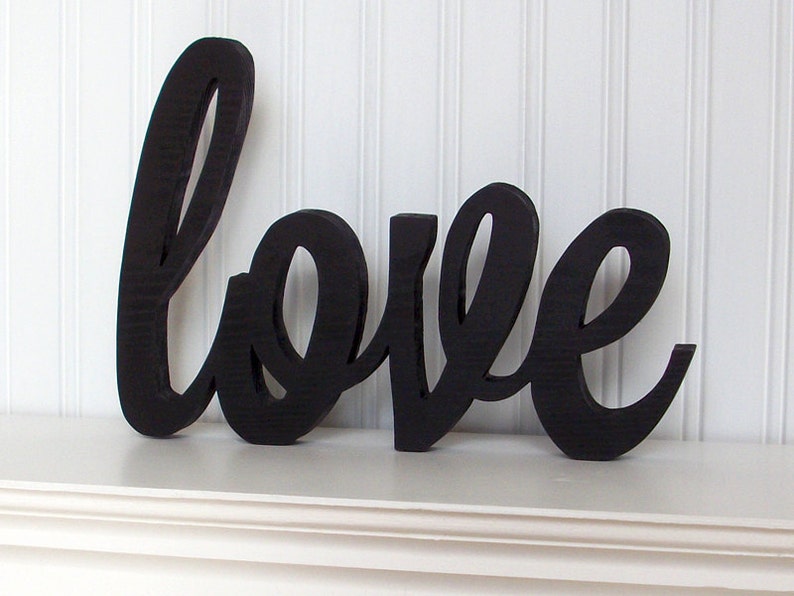 Love Wood Sign Love Word Sign Black Love Letter Sign Etsy