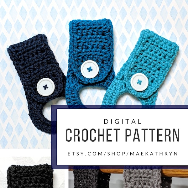 Crochet Pattern for a Kitchen towel holder, Crochet hand towel holder, Hanging kitchen towels with button