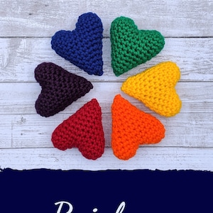 Rainbow crochet hearts, amigurumi, plush