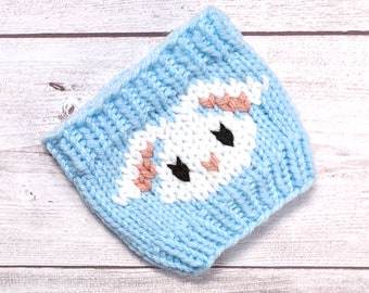 Gebreide koffiekop gezellig met konijn: Robin's Egg blauwe acrylhoes