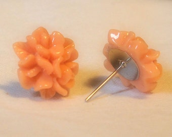 Boucles d'oreille fleurs orange fait main