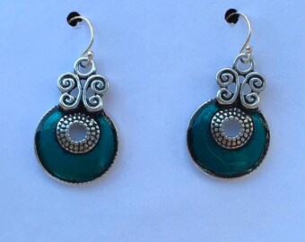 Turquoise Silver Swirl