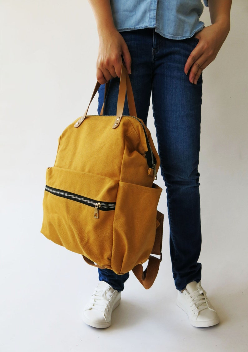 Canvas yellow mustard diaper Backpack handbag Canvas Etsy