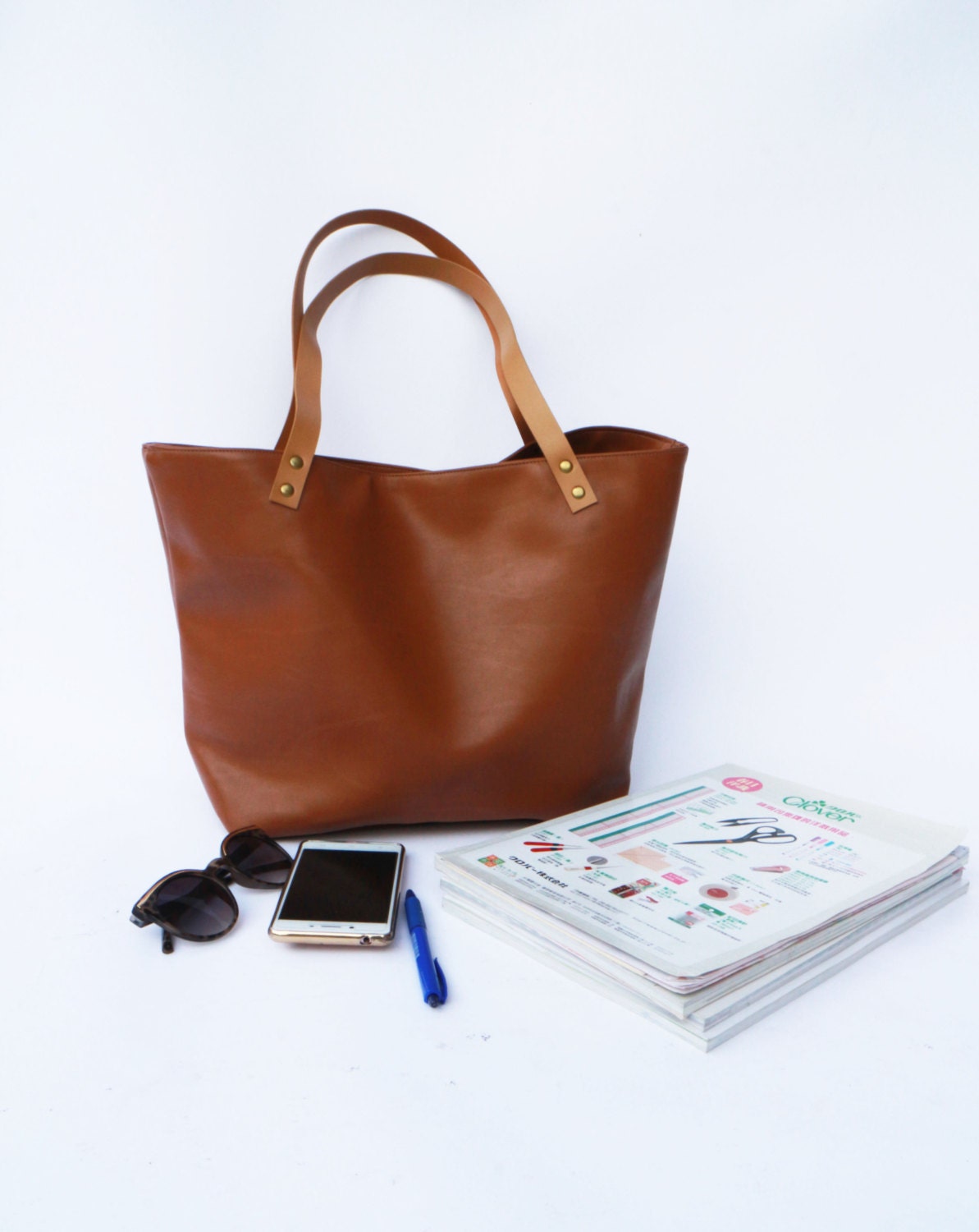 Vegan Leather Handbag Tote almond tote bag vegan leather | Etsy