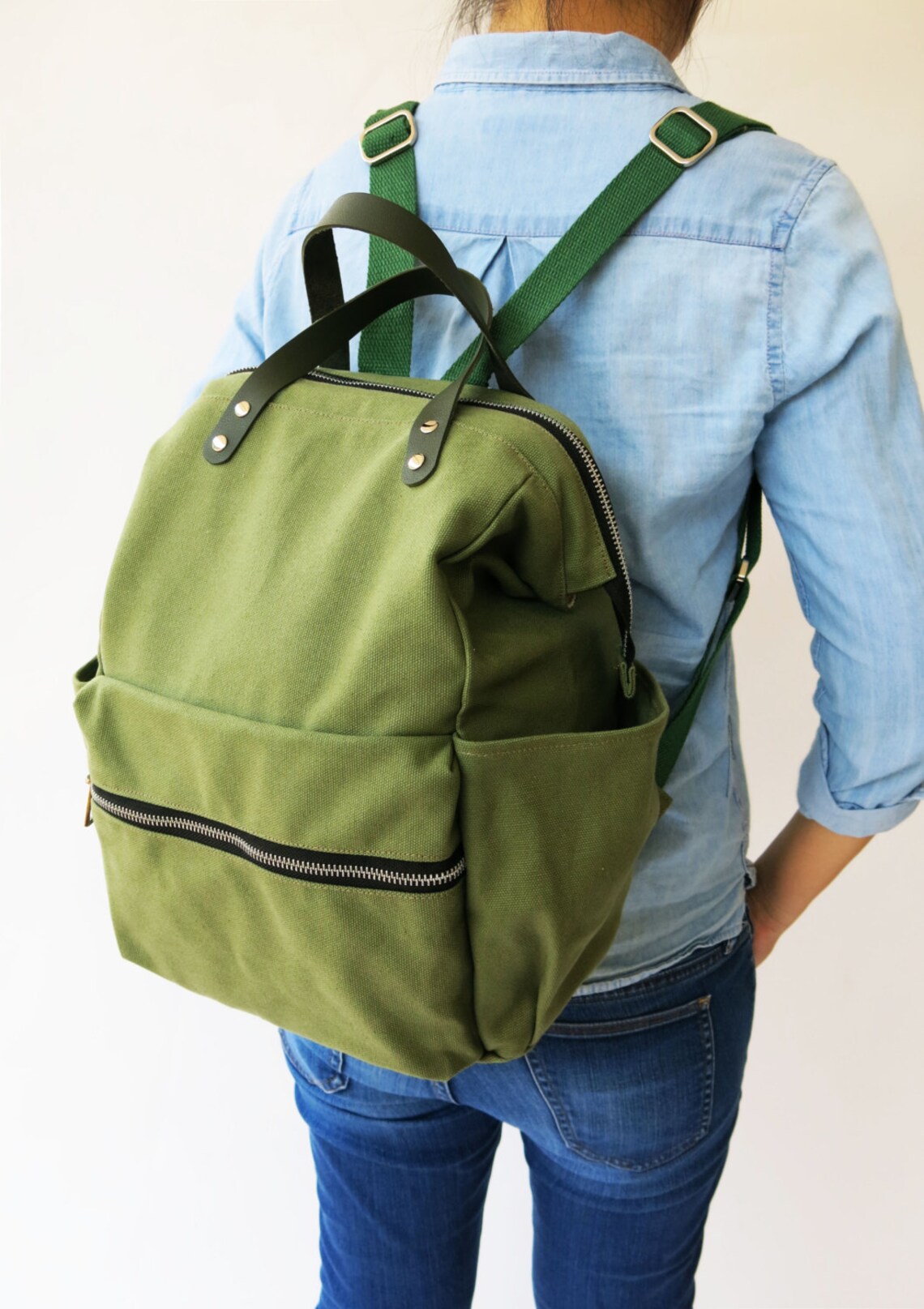 green diaper bag backpack