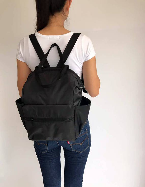 Black Nylon Backpack Diaper Bag Water Resistant | Etsy