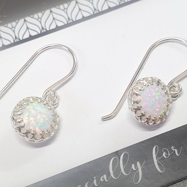 White Opal Earrings - Dangle Opal Earrings - Silver Opal Earrings - Cocktail Dangle Earrings White Opal Stone - Wedding Accessory