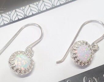 White Opal Earrings - Dangle Opal Earrings - Silver Opal Earrings - Cocktail Dangle Earrings White Opal Stone - Wedding Accessory