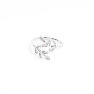Silver Cuff Ring Leaf Nature Sterling Silver 925 branch adjustable Leaves Cuff Laurel ring