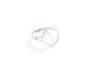 Mother Day - Silver Ring Round Circle Open, Karma Eternity Silver Ring, Dainty Simple Statement Ring Silver 925