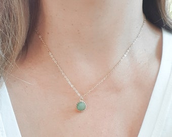 Natural Jade Necklace, Jade Silver Necklace, Natural Jade Gemstone Necklace, Sterling Silver Jade Necklace, Jade Jewelry, May Birthstone