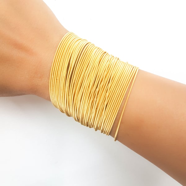 Mother Day - Guitar String Bracelet Gold, Gold bracelet, Guitar String Jewelry, Stainless Steel Guitar Strings Spring Bracelet Jewelry