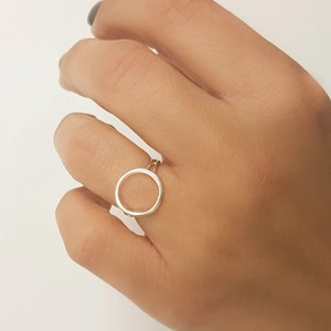 Silberring Rund Kreis offen, Karma Eternity Silberring, Zierlich schlichter Statementring Silber 925
