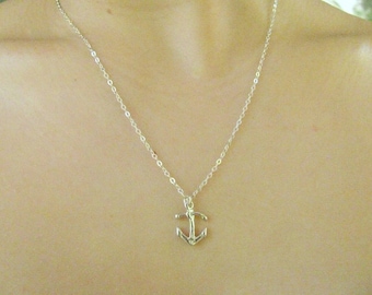 Mother Day - Silver Necklace Anchor Charm, Nautical Jewelry, Sterling Silver 925 Necklace, Sea Jewelry