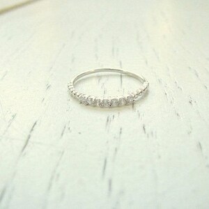 Diamonds Silver Ring Thin Band Tiny CZ Promise Freindship Gift For Her Crystal Jewelry image 1