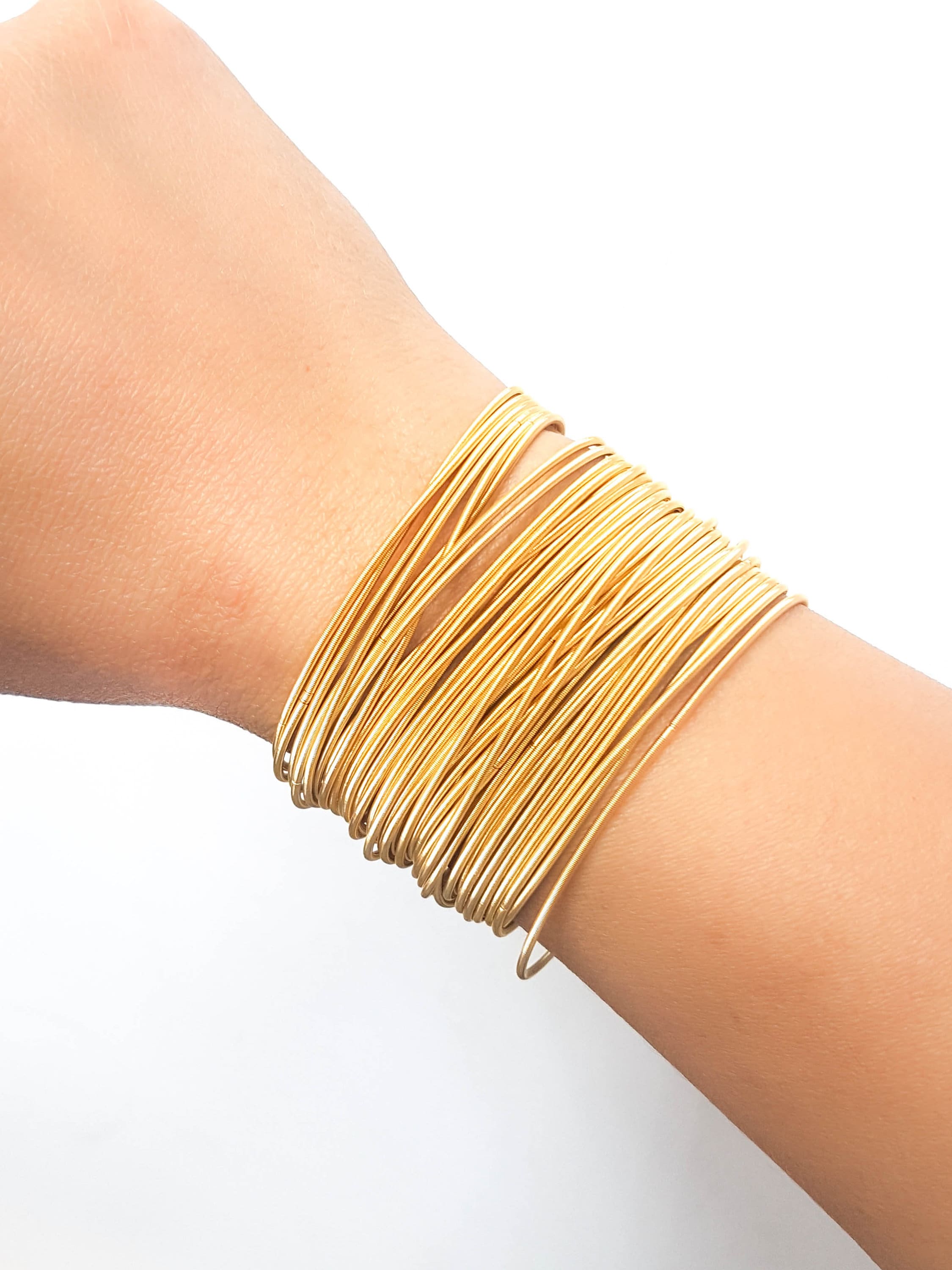 Silver String Bracelet, Guitar String Bracelet, Gold Spring