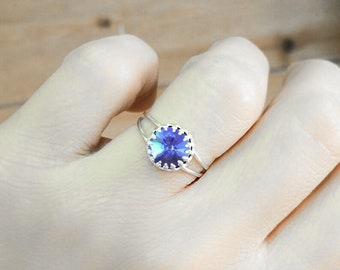 Mother Day - Silver Ring, Blue Royal Ring, Blue Royal Stone Jewelry, Something Blue, Gift For Her, Double Band Cocktail Ring