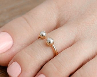 Adjustable Toe Ring, Sterling Silver Toe Ring, Double Ball Open Toe Ring, 14K Gold Filled Toe Ring, Minimalist Beach Foot Jewelry